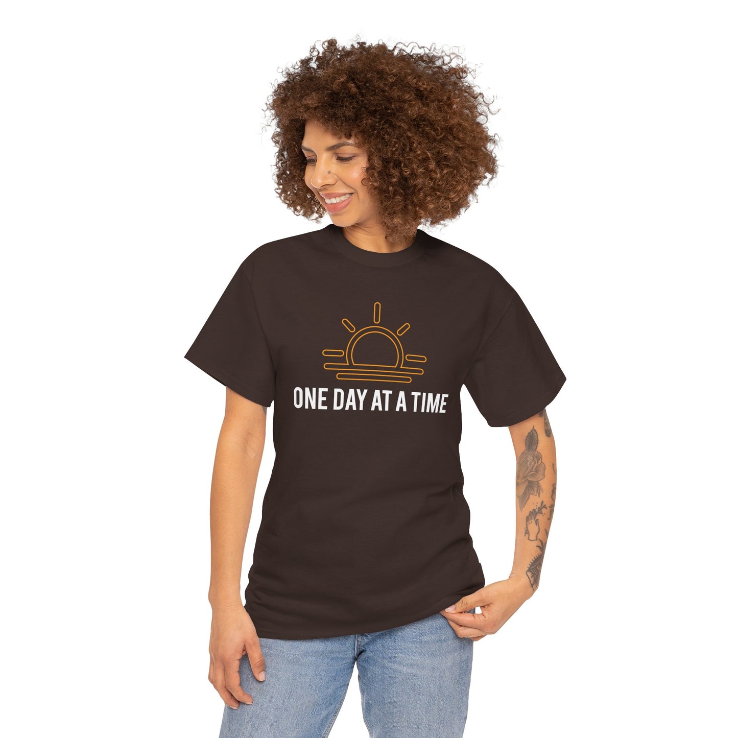 One Day at a Time Sobriety Shirt Unisex Heavy Cotton Tee