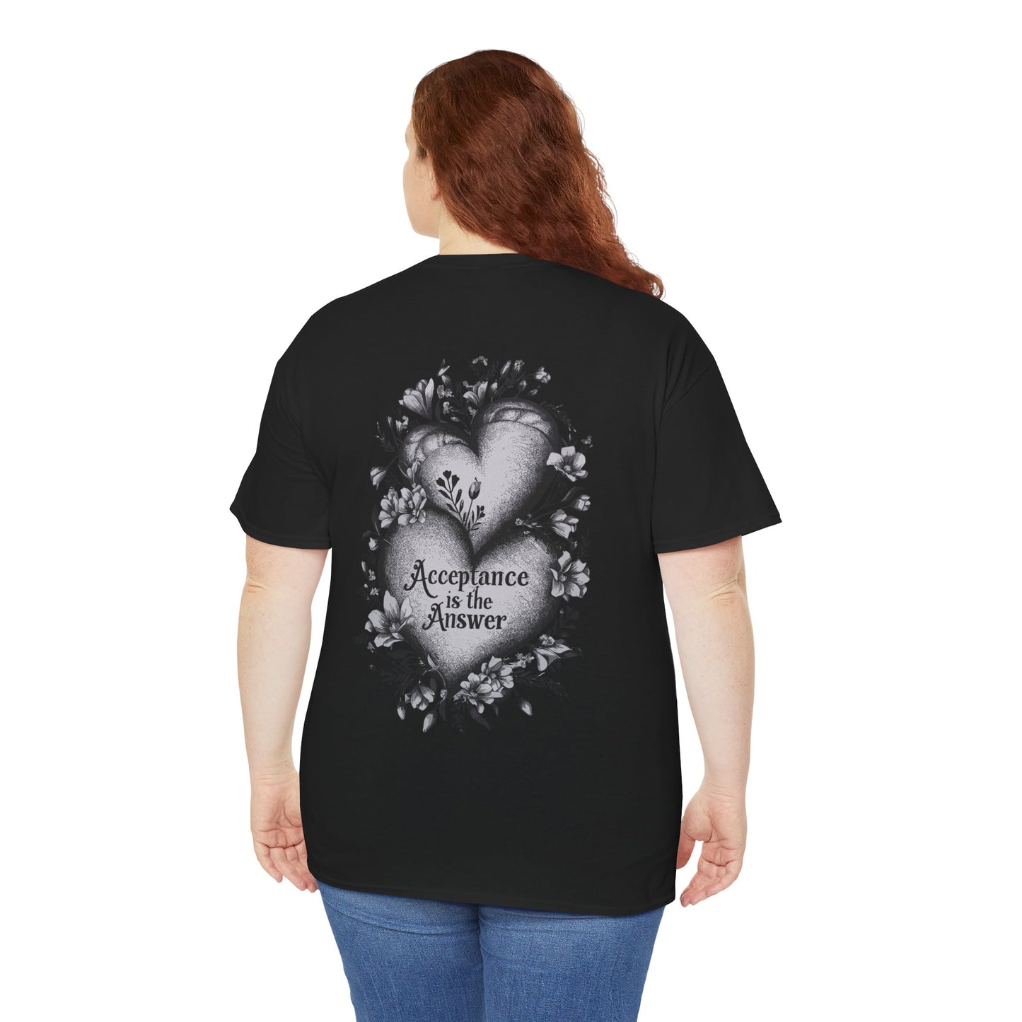 Acceptance is the Answer Duel Hearts Sobriety Heavy Cotton Tee