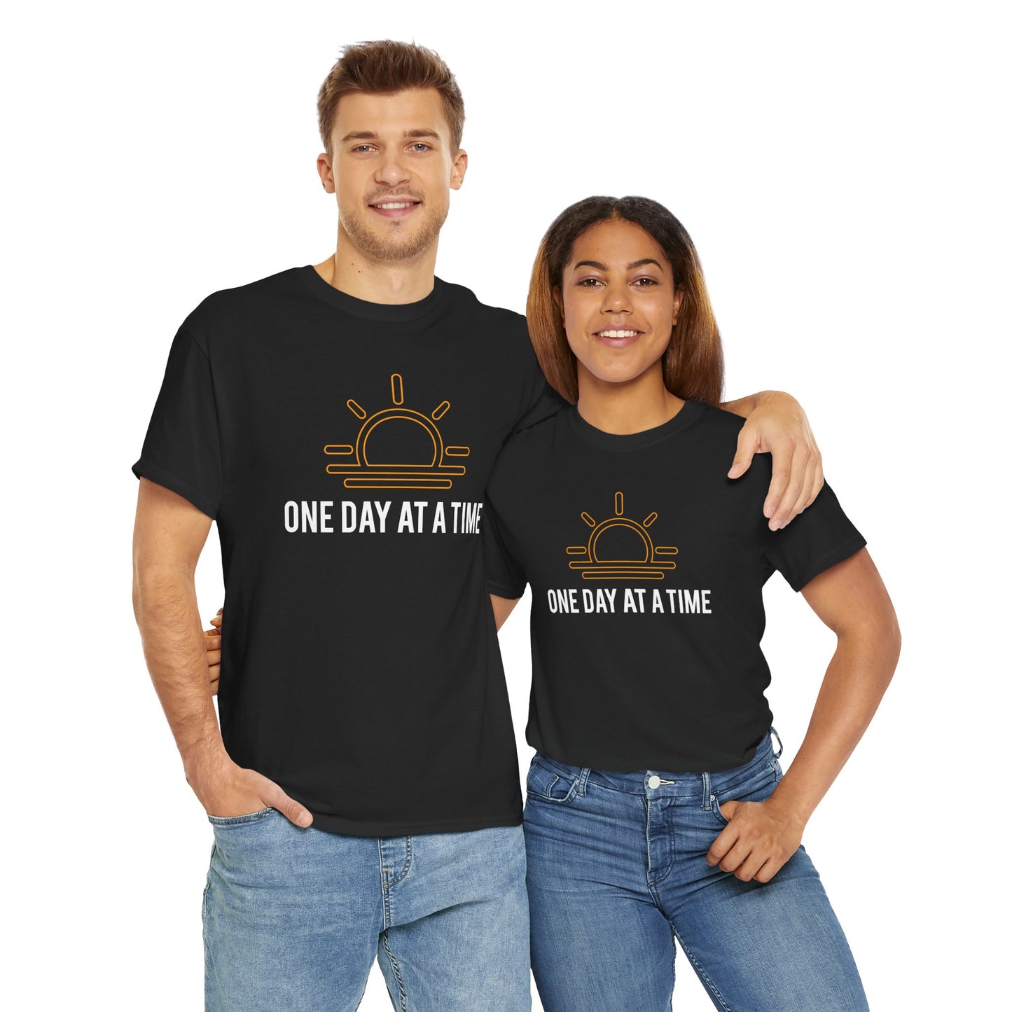 One Day at a Time Sobriety Shirt Unisex Heavy Cotton Tee