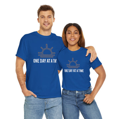 One Day at a Time Sobriety Shirt Unisex Heavy Cotton Tee