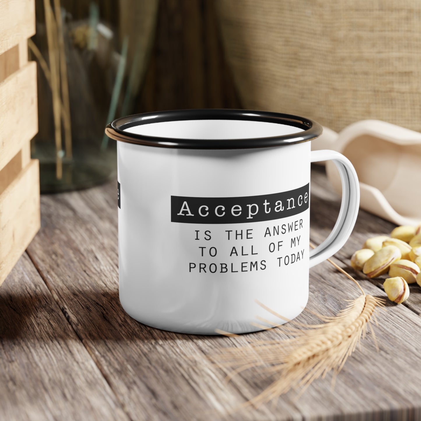 Acceptance is the Answer Enamel Coffee Mug