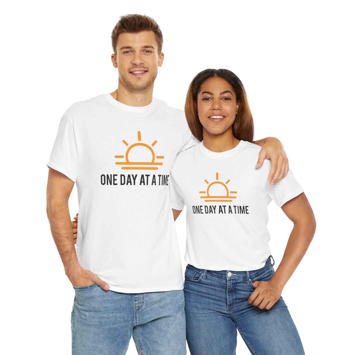 One Day at a Time Sobriety Shirt Unisex Heavy Cotton Tee
