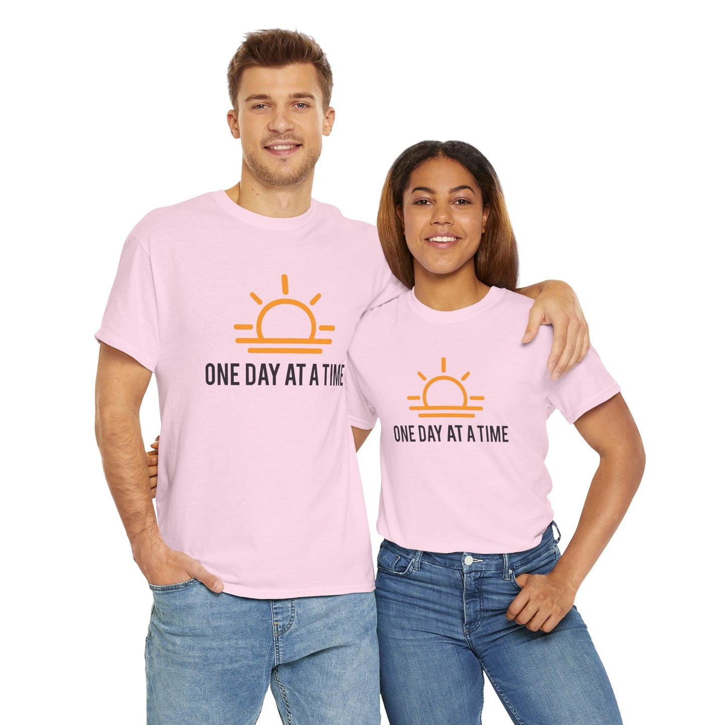 One Day at a Time Sobriety Shirt Unisex Heavy Cotton Tee