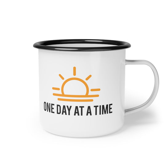 One Day at a Time Sobriety Enamel Coffee Mug