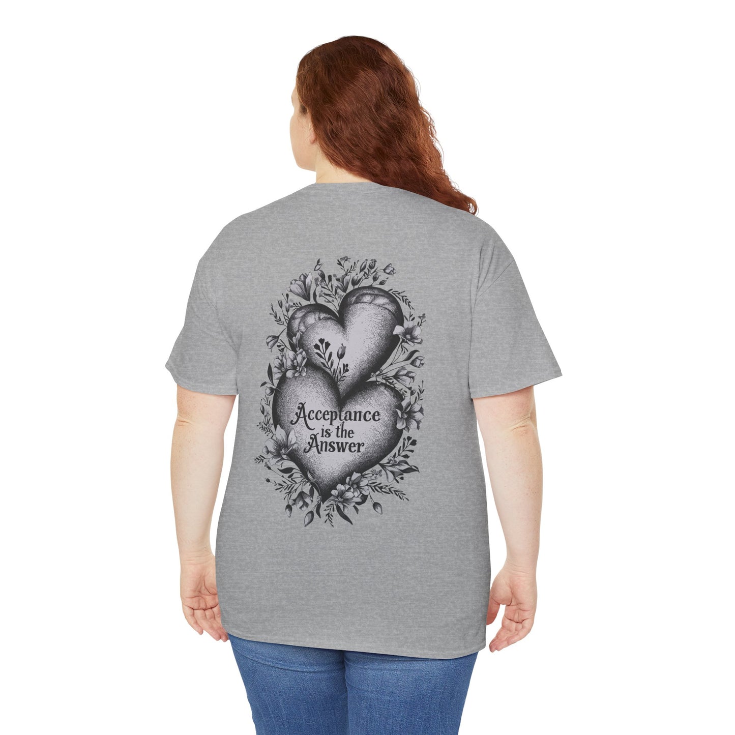 Acceptance is the Answer Duel Hearts Sobriety Heavy Cotton Tee