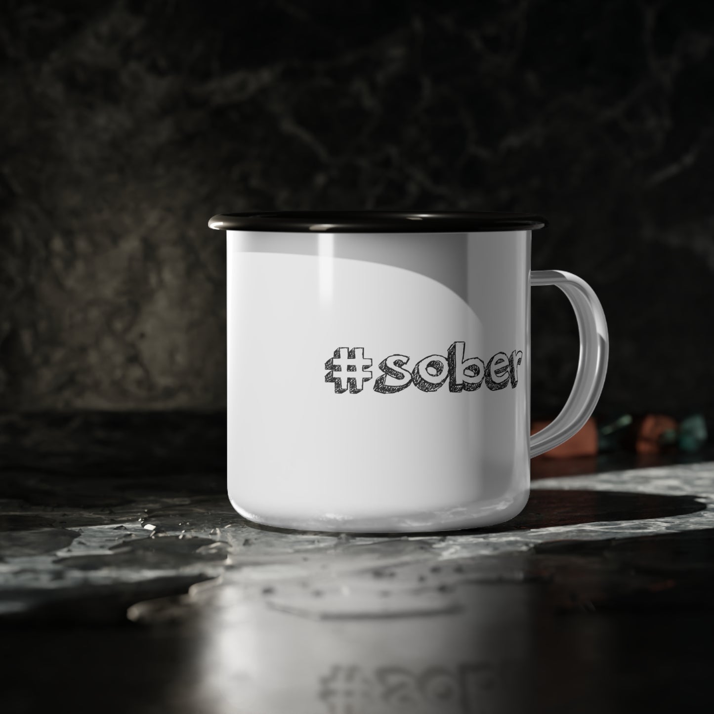 #Sober Enamel Coffee Mug