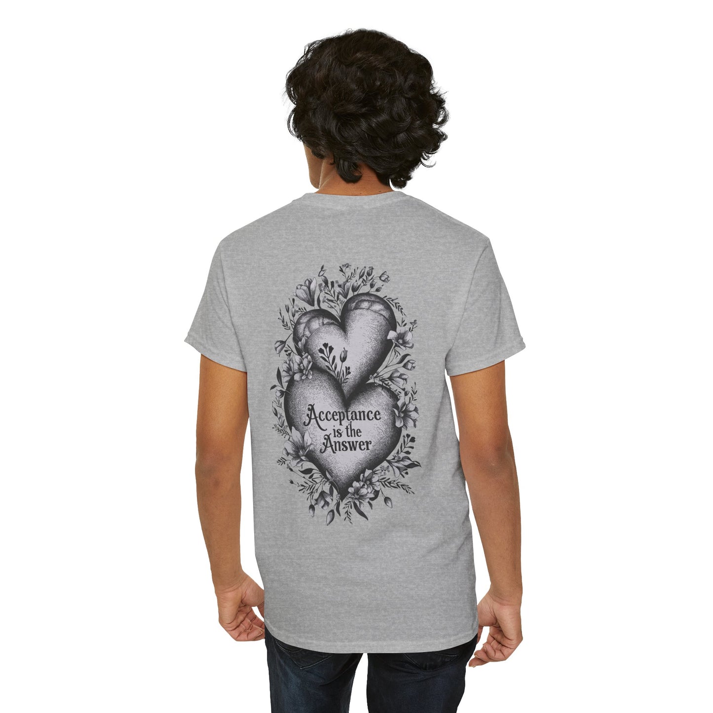 Acceptance is the Answer Duel Hearts Sobriety Heavy Cotton Tee