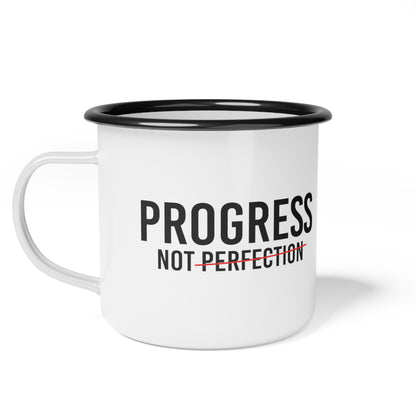 Progress Not Perfection Enamel Coffee Mug