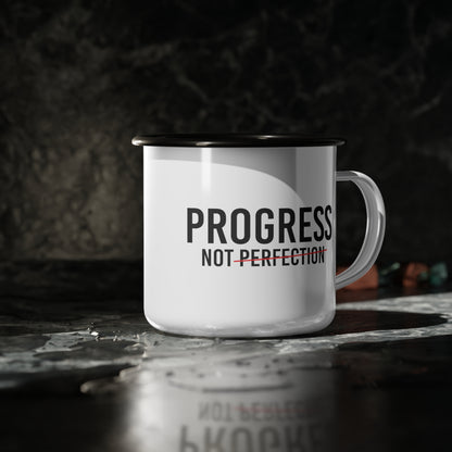 Progress Not Perfection Enamel Coffee Mug