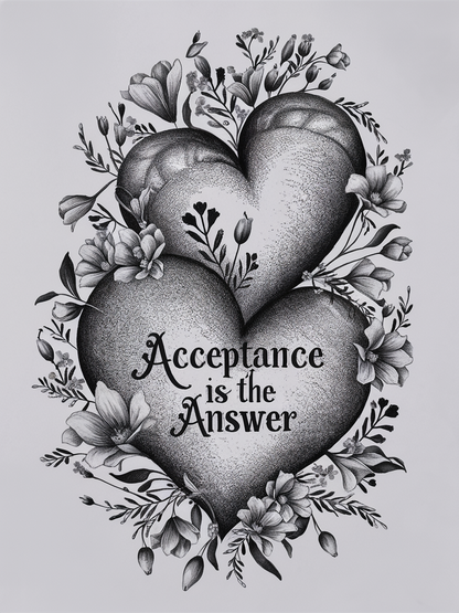 Acceptance is the Answer Duel Hearts Sobriety Heavy Cotton Tee