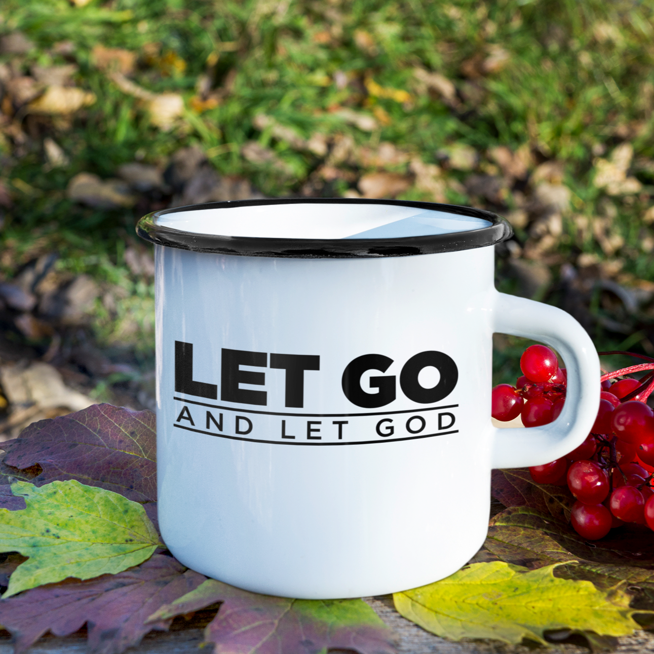 Let Go and Let God Enamel Mug