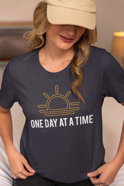 One Day at a Time Sobriety Shirt Unisex Heavy Cotton Tee