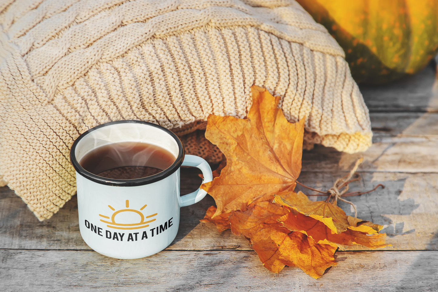 One Day at a Time Sobriety Enamel Coffee Mug