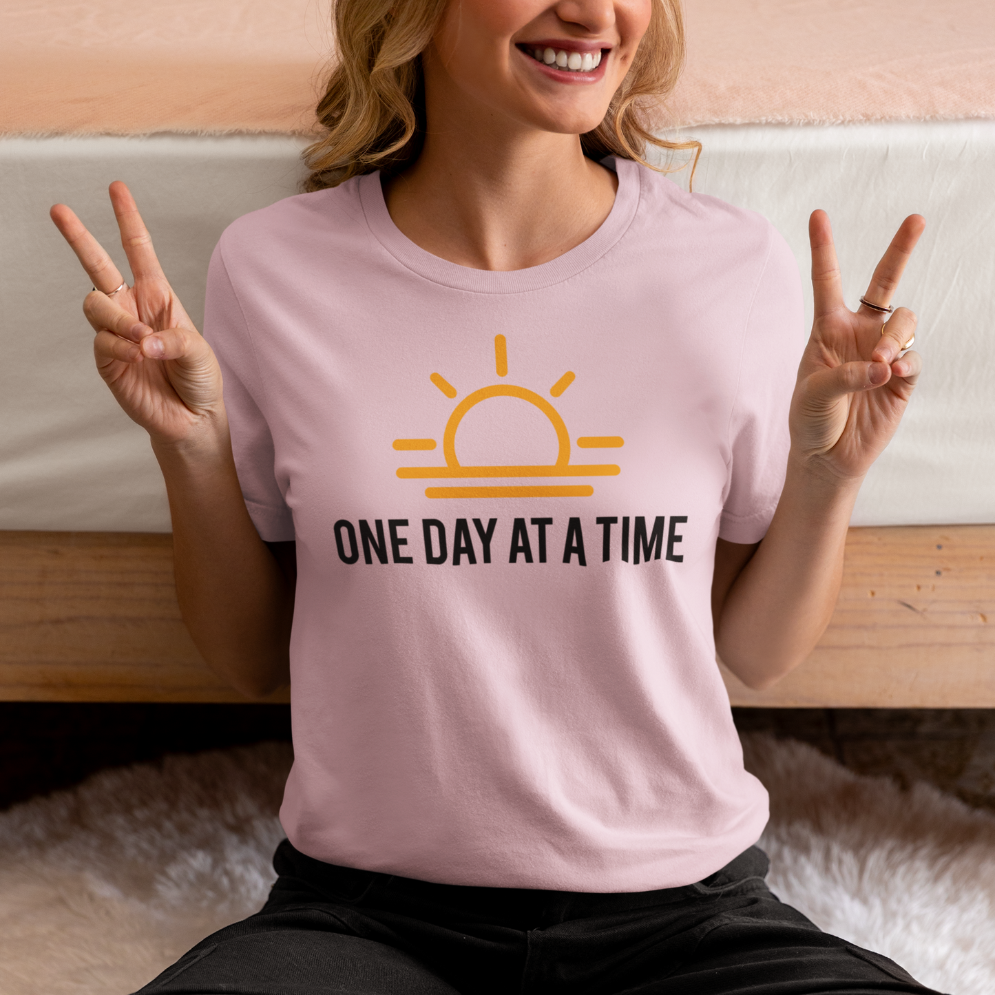 One Day at a Time Sobriety Shirt Unisex Heavy Cotton Tee